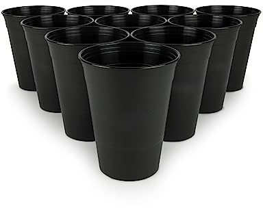 Boozie´s 22 Partybecher Set 16oz/473ml. Extra robust. Aus nachhaltigem Hartplastik Mehrweg Party-Cups Spülmaschinenfest, Wiederverwendbar, Made in Germany. Party Becher, Red Cup.l (schwarz)
