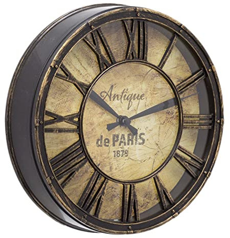 Carousel Home 20cm Wall Clock Antique Effect Distressed Round Clock | Antique de Paris Wall Mounted Clock | Vintage Style Wall Clock