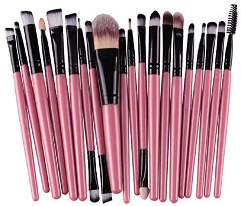 XCSSKG 20 pz/set di pennelli per il trucco set di strumenti da toeletta kit di lana Make Up Brush Set, Nero-rosa, Taglia unica
