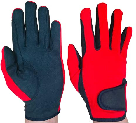 mustang eq Youth Equestrian Gloves for Girls & Boys Children Gloves All Weather Outdoor Sports Gloves Horse Riding (10-12 Years, Red)