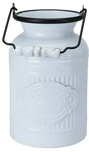 Rammento Milk Churn Planter - White Vintage Bucket Planter, Ideal for Displaying Flowers, Adds Character to Home and Garden Decor