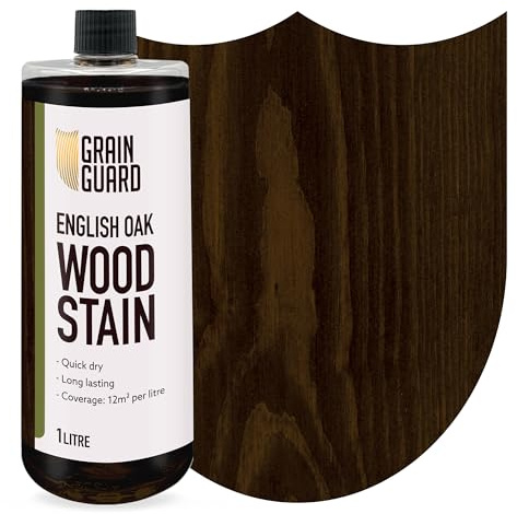 GRAIN GUARD English Oak Wood Stain 1L – Water Based Wood Stain for Furniture, Doors & Cabinets – Interior Wood Dye, Low Odour, Eco Friendly, Non Toxic, Quick Dry, Easy Application | Eco-Friendly, Non-Toxic, VOC-Free Formula - For Furniture, Doors, Cabinets & Skirting - Quick Dry, Low Odour, Easy Apply