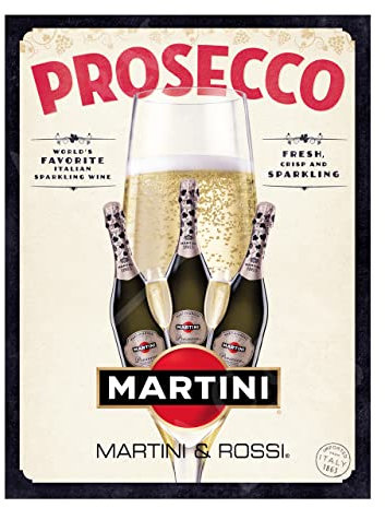 Prosecco Sign Metal Plaque For Home Bar & Pub Man Cave tiki Bar Cafe Wall Beer Shed Sign Ref2521 (10X8 inches (Approx)25cmx20cm)