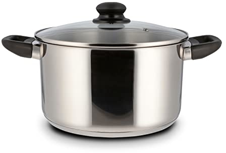 Level One Kochtopf 24 cm Induktion, Edelstahl unbeschichtet, für Küche | 13,5 cm hoher Rand, 5 L Volumen, spülmaschinengeeignet, für alle Herdarten, pflegeleicht beim Kochen, für Zuhause