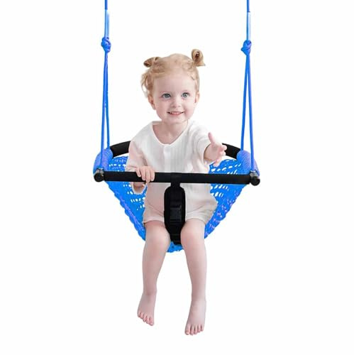SFITVE Babyschaukel Outdoor Indoor,Kinderschaukel mit verstellbaren Seilen | schaukel Kinder für Heavy Duty Seilspiel Sicher Kinder Swing Set, für Outdoor Indoor,Garten(Color:Blau)