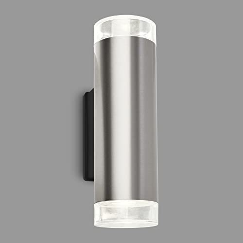 BRILONER - Aplique LED de exterior, aplique LED color plata, IP44 protección contra salpicaduras de agua, luz blanca neutra 4000K, GU10 incl.