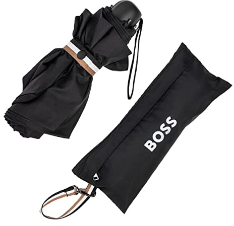 Hugo Boss ikonic mini fickparaply fickparaply av polyester i färgen svart, mått öppen: Längd ca. 56 cm, diameter ca. 90 cm, HUG321A, svart, 99 cm Durchmesser // 57 cm Länge, Fickparaply
