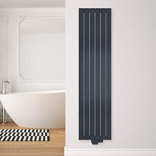 SHV Paneelheizkörper Terius mit Mittelanschluss in Anthrazit Matt 445x1800 mm | Heizkörper für Badezimmer, Flachheizkörper, Heizung flach