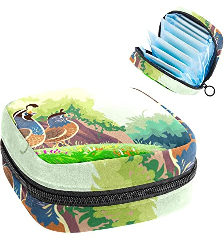 Wachteltasche für Männer und Frauen, tragbar, Tampon-Aufbewahrungstasche für Damenbinden, Mehrfarbig, 4.7x6.6x6.6 in/12x17x17 cm