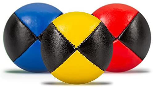 Diabolo Freizeitsport Jonglierbälle 3er Set, 62mm Jonglierball mit nachhaltiger Vogelhirse, wasserabweisendes Kunstleder, für Kinder & Anfänger