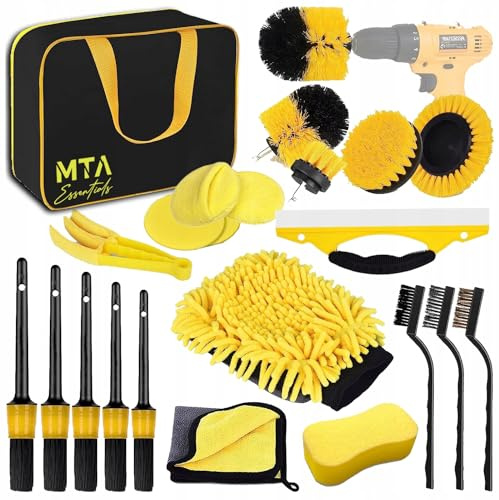 MTA Auto Reinigungsset, 22Pcs Autopflege Set Auto Detailingbürste Auto Wäsche Set Staubentfernungsbürste für Auto Innenraum und Außen, Lüftungsschlitz, Armaturenbrett, Motor, Rädern, Haushaltsreinigun