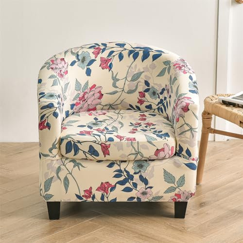 Morbuy Sesselbezug Stretch mit Armlehne, 2er Set Sessel Überzug Universal Sesselhussen Stretch Weich Sesselüberzug Elastisch Hussen für Clubsessel Cocktailsessel (Rosa Blume)