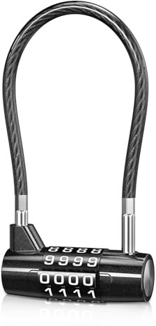 Brifit Long Shackle Padlock, 4 Digit Combination Padlock with Code, Waterproof Shed Padlock, Outdoor Safety Padlock, Long Padlock for Gym Locker, Suitcase Bag, Bike,Small Sheds, Pet Door [Upgraded]