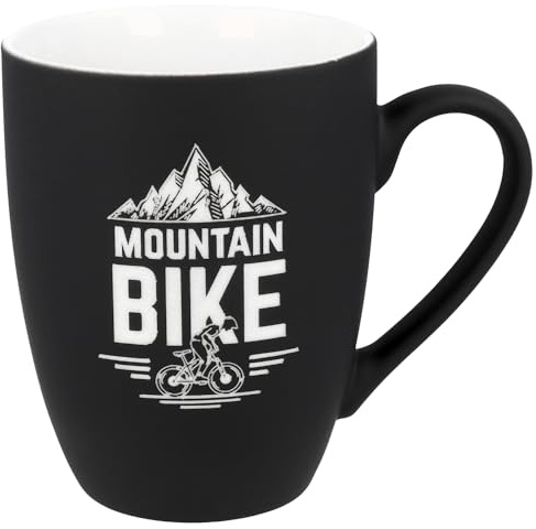 Spruchreif | Soft-Touch Tasse Schwarz Mountain Bike – Beidseitig gravierte Tasse mit Bike-Motiv | Geschenk für Mountainbiker, Radsport-Fans & Outdoor-Liebhaber | 350 ml