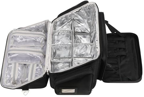 Sac de voyage professionnel pour coiffeur, grand sac de coiffure, sac de transport portable, sac de cosmologie pour artiste de maquillage, organisateur de cheveux pour coiffeur, Noir , Trousse de