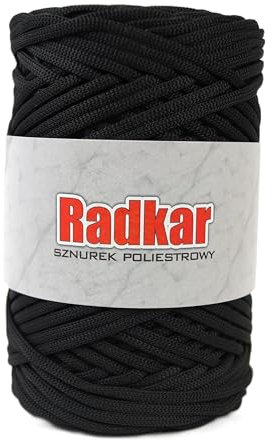 Radkar Polyesterkordel 3 mm -100 m -240 gr. Polyesterschnur, Makramee Garn, Polyester Taschenschnur, Polyester Häkelgarn (Schwarz)