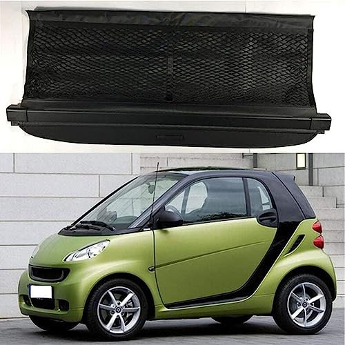 WuYyyyy Einziehbarer Hintere Kofferraum Ablagen Rollo für Smart 451 fortwo 2009 2010 2011 2012 2013 2014 Laderaumabdeckung Kofferraum Schutz Abdeckung Cargo Cover,Auto Dekoration Zubehör.