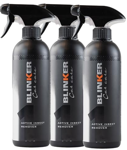 Blinker - Eliminador de Insectos y Suciedad en el Coche - Pack 3 Active Insect Remover - Limpieza Profunda de Parabrisas, Parrillas y Faros - Fórmula Superconcentrada - 500 ml x 3 Unidades