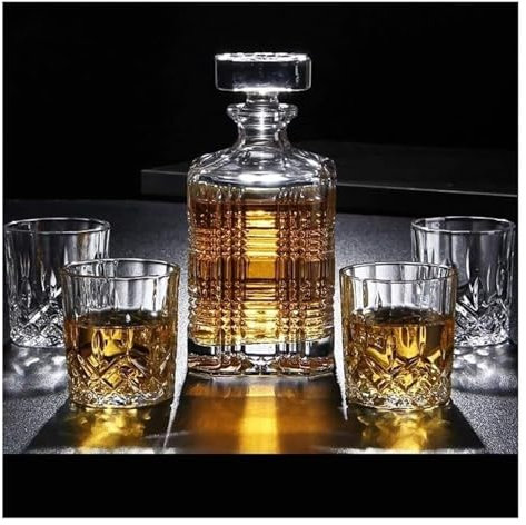 caraffa decanter per vino rosso Set di decanter Decanter da 5 pezzi Il decanter in vetro cristallo può contenere fino a 750 ml con coperchio
