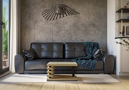 PROROOM FURNITURE KYOO Niedriger Couchtisch 60x60 cm Quadratischer Wohnzimmertisch mit Ablage Moderner Stil Artisan Eiche