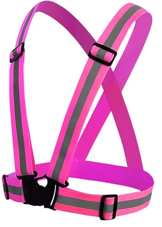 YMWALK Reflektierende Weste, Warnweste mit hoher Sichtbarkeit Einstellbare Sicherheitsausrüstung für Sportgeräte, geeignet für Nachtläufe im Freien Radfahren Gehen Männer Frauen Kinder(Rosa)