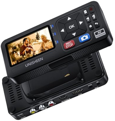 Unisheen VHS to Digital Converter - Add Battery Holder,Compatible with VHS, VCR, DVR, DVD, Hi8, Mini DV, Camcorder, Cassette Tape, Gaming Consoles