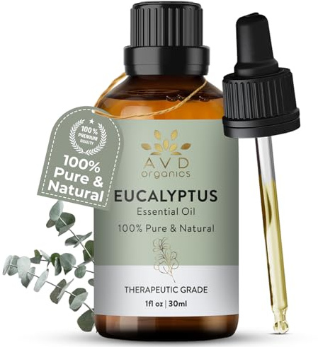 AVD Organics Eucalyptus Essential Oil 30ml- 100% Pure and Natural - Premium Therapeutic Grade Essential Oil for Aromatherapy Bath, Steamroom, Hair - 1 fl. Oz