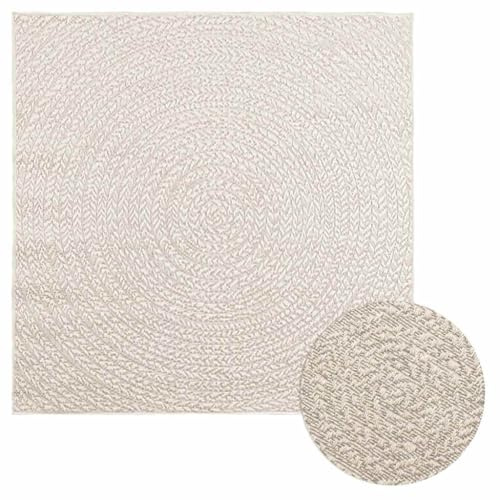 vidaXL Teppich ZIZUR Creme 120x120 cm Jute-Optik Indoor und Outdoor