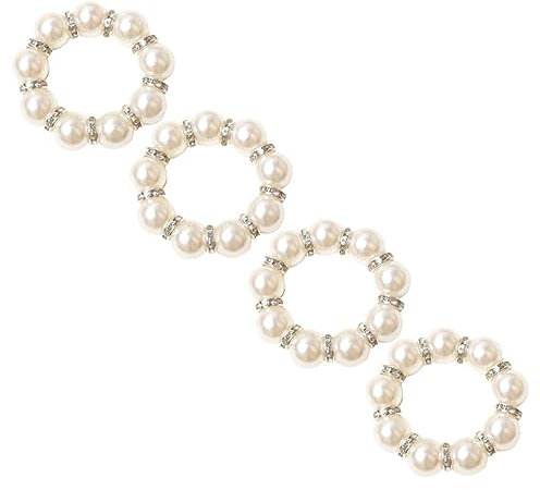 Cabilock 4stücke Teiliges Perlen-serviettenringe Für Hochzeiten Und Festlichkeiten Tischdekoration Für Restaurant Und Zuhause Stilvolle Napkin Buckles