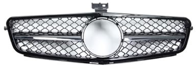 Doppelsteg Nieren Vorne Grill Spiel Front Stoßstange Kühlergrill Haube Grill Für C W204 C43 2007-2014 C180 C200 C250 C300 AMG GT Diamant Tuning Grill Front(One Chrome)