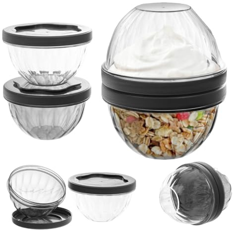 KADAX Müslibecher To Go 700 ml, Joghurtbecher aus Kunststoff mit 2 separaten Fächern für Müsli und Joghurt, Becher für Frühstück zum Mitnehmen