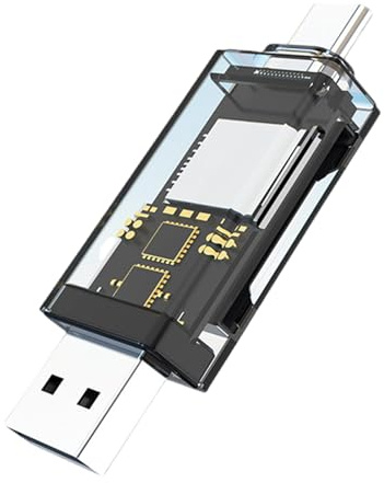 LLHCF Lecteur de cartes portable USB 3.0 prend en charge les cartes SDTF avec deux emplacements et interfaces de type C pour un transfert de données rapide