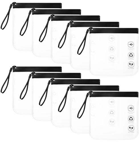 10 STK 1 Liter Beutel Flugzeug Handgepäck Flüssigkeiten Beutel Handgepäck, Kulturbeutel Transparent, Wasserdichter Kosmetiktasche, TSA-geprüft Reisebeutel für Travel Reise Gadgets Zubehör(20x20cm)