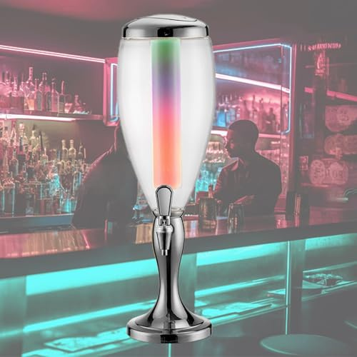 Dispensador de Cerveza Torre de Sangría de Pub con Luces LED de Colores Brillantes, Dispensadores de Bebidas para Fiestas, Dispensador de Cerveza con Forma de Jirafa para Mantener la Cerveza Fresca y