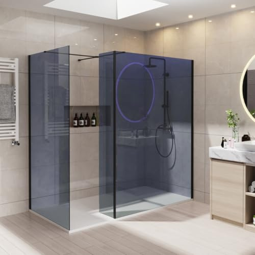 NRG 700x1000mm Bathroom Walk in Shower Enclosure Wet Room Shower Screen Panel 8mm Easy Clean Glass with 300mm Return Panel