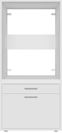 Forte WASHCAB Waschschrank 60 70, moderner Schrank zur Aufbewahrung von Waschmaschine oder Trockner, 2 Schubladen, Badezimmer, Holzwerkstoff, Weiß, 66,8 cm breit x 142,4 cm hoch x 67,5 cm tief