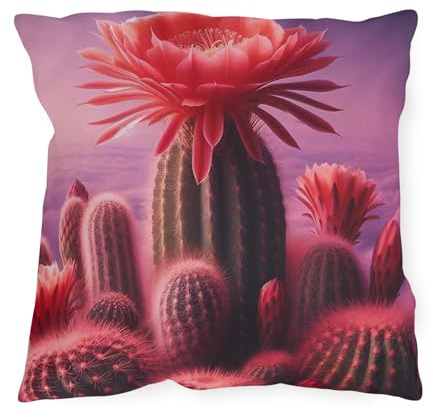 Coral Cactus Bloom Outdoor Pillow - Vibrant Double-Sided Print