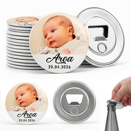 MISS CHAPAS | Pack 20 Abridores Magnéticos Personalizados para Bautizo con Foto y Nombre – Detalle Invitados Bautismo Bebé | Recuerdo Original y Útil | Presentación Individual Lista para Regalar