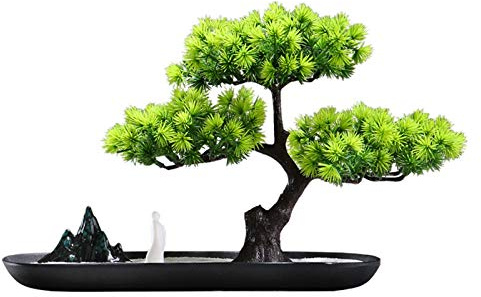 Feng Shui， Konstgjorda träd Tall Bonsai Konstgjord växtdekoration Keramik stenparti Små krukväxter Skrivbordsdekoration Krukväxter