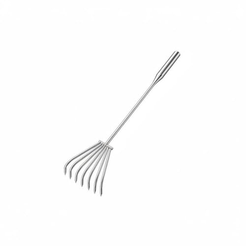 Fxzqgnh Rastrello in Acciaio Inox Antiruggine Rastrello Multiuso da Giardino Ergonomico per Orto, Aiuola , Rastrello A 7 Denti In Acciaio Inossidabile Da 70 Cm