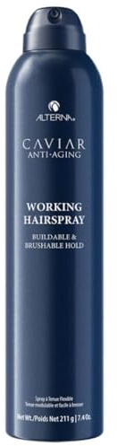 Alterna Caviar Working Hairspray | Buildable, Brushable Hold | Helps Control Frizz & Adds Shine | Sulfate Free, 7.4 Fl Oz (Packaging May Vary)