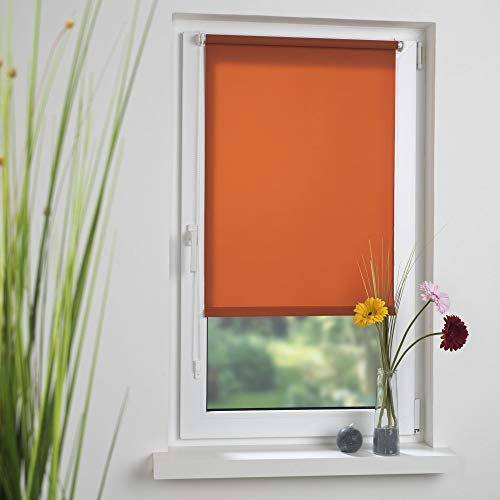 Liedeco® Rollo Klemmfix - 45 x 150 cm Terracotta (Breite x Höhe) / lichtdurchlässig Blickdicht und stufenlos verstellbar/leichte Innen-Montage ohne Bohren mit Klemmträger / 123 montiert