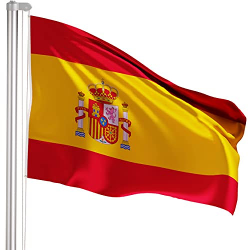 BRUBAKER Mástil Aluminio Exterior 4 m Incluye Bandera de España 150 x 90 cm y Soporte de Tierra