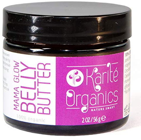 Mama Glow Belly Butter - Organic Belly Butter with argan, rosehip, & calendula oils for stretch mark relief, improves skin elasticity during pregnancy and postpartum