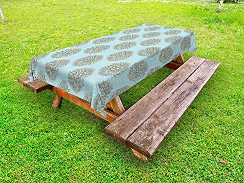 ABAKUHAUS Dalia Funda Nórdica, Flores de la Vendimia, 100% Poliéster con Estampado Digital Resistente, 145 cm x 305 cm, Azul Marrón