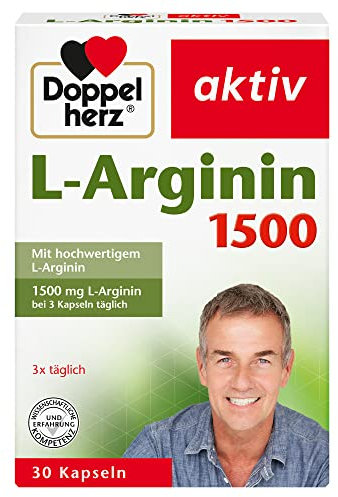 Doppelherz L-Arginin 1500 - Mit der hochwertigen Aminosäure L-Arginin - 30 gluten- und laktosefreie Kapseln