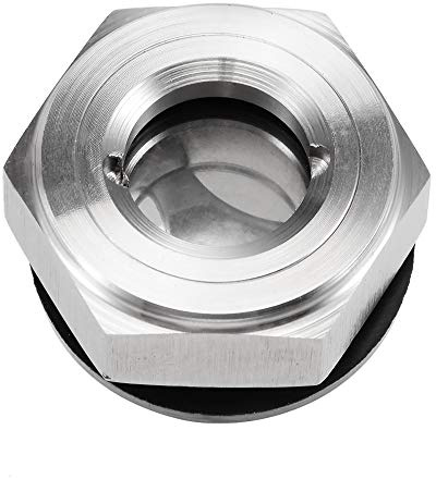 uxcell Oil Liquid Level Gauge Sight Glass M18x1.5mm Male Threaded 304 Stainless Steel Air Compressor Fittings with Gasket, Silver Tone