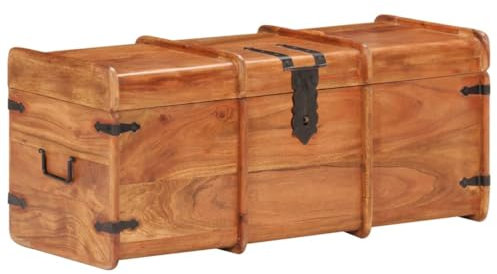 vidaXL Akazienholz Massiv Holztruhe Abschließbar Truhe Aufbewahrungsbox Holzkiste Schatztruhe Schatzkiste Aufbewahrungstruhe 90x40x40cm