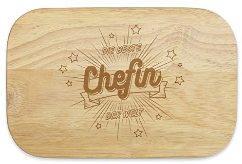 KIXY Frühstücksbrettchen Gummibaumholz Geschenk Geburtstag Weihnachten Geschwister - Die beste Chefin der Welt