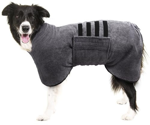 Pejoye Hundebademantel aus Mikrofaser - Saugfähiges Pfotentuch und Handtuch für Hunde Mit Magischem Klebeband